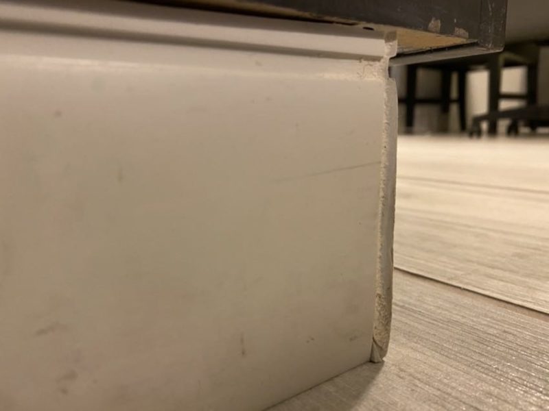 mitered tile corner kick