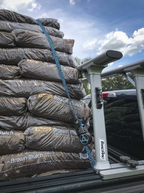Stryder ratchet strap mulch